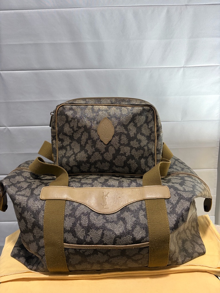 Yves Saint Laurent Ysl Vintage Travel Tote & Cosmetic Bag And Coin Pounch